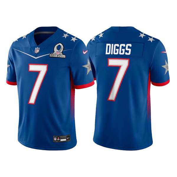 Men's Dallas Cowboys #7 Trevon Diggs 2022 Royal Pro Bowl Stitched Jersey